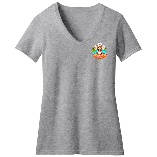 Classic Sunshine's Hot Dog Tee - Ladies V- Neck  (Heather Grey)